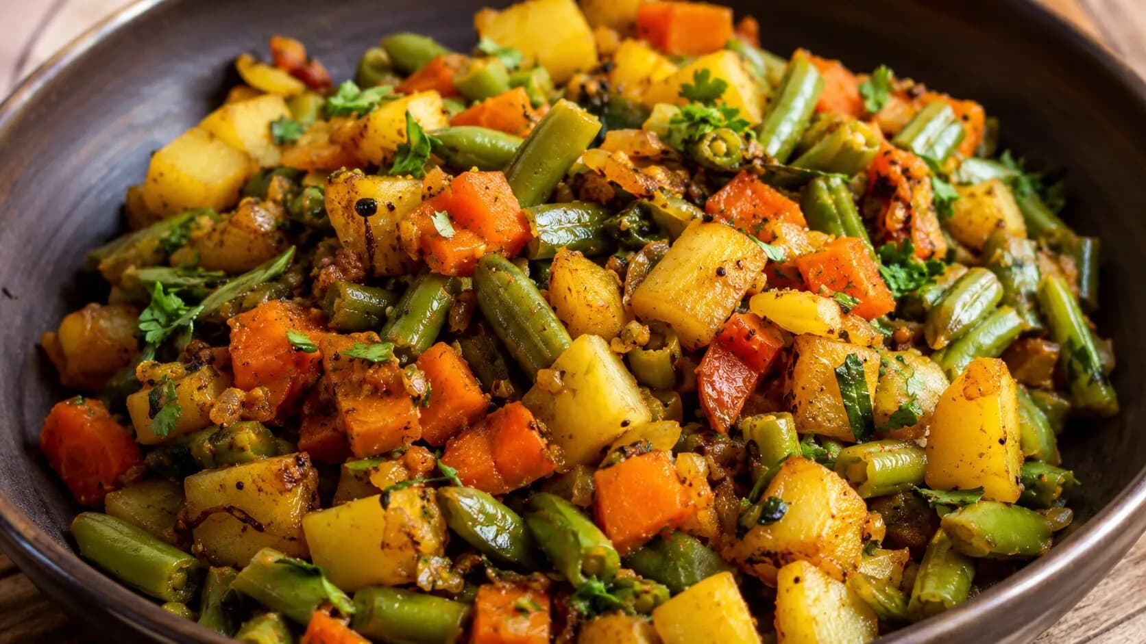 Delicious Aloo Beans Carrot Fry Delicious Aloo Beans Carrot Fry