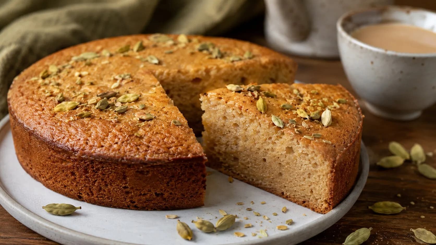 Eggless Cardamom and Almond Tea Cake Eggless Cardamom and Almond Tea Cake
