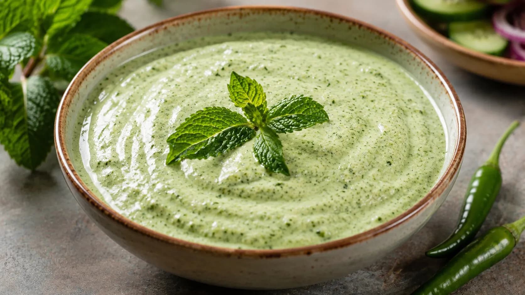 Restaurant Style Mint Yogurt Chutney Restaurant Style Mint Yogurt Chutney